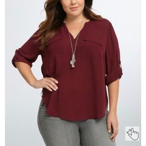 Torrid - Burgundy GEORGETTE PULLOVER BLOUSE
